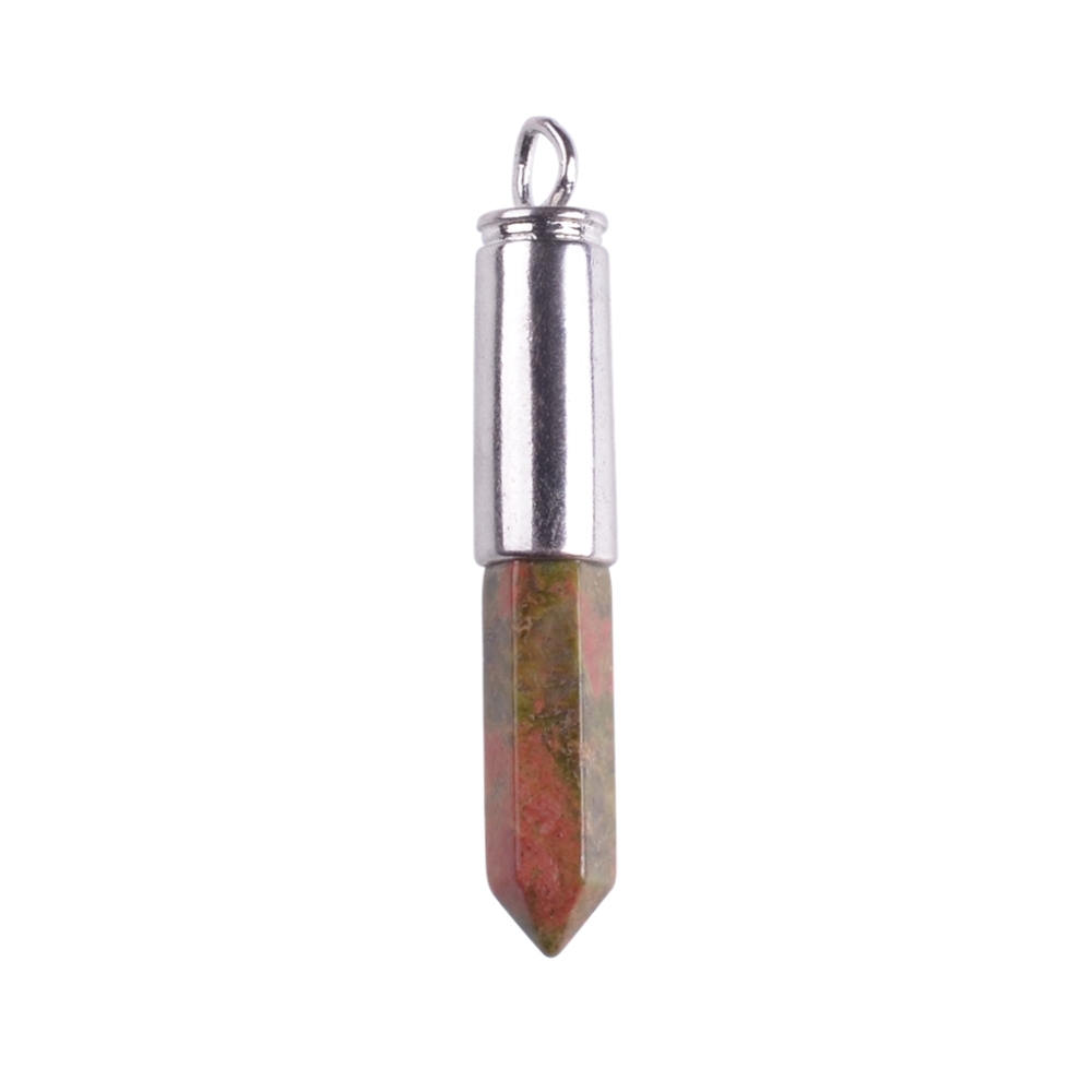 Silver Hexahedral Cylinder Gemstone Pendant
