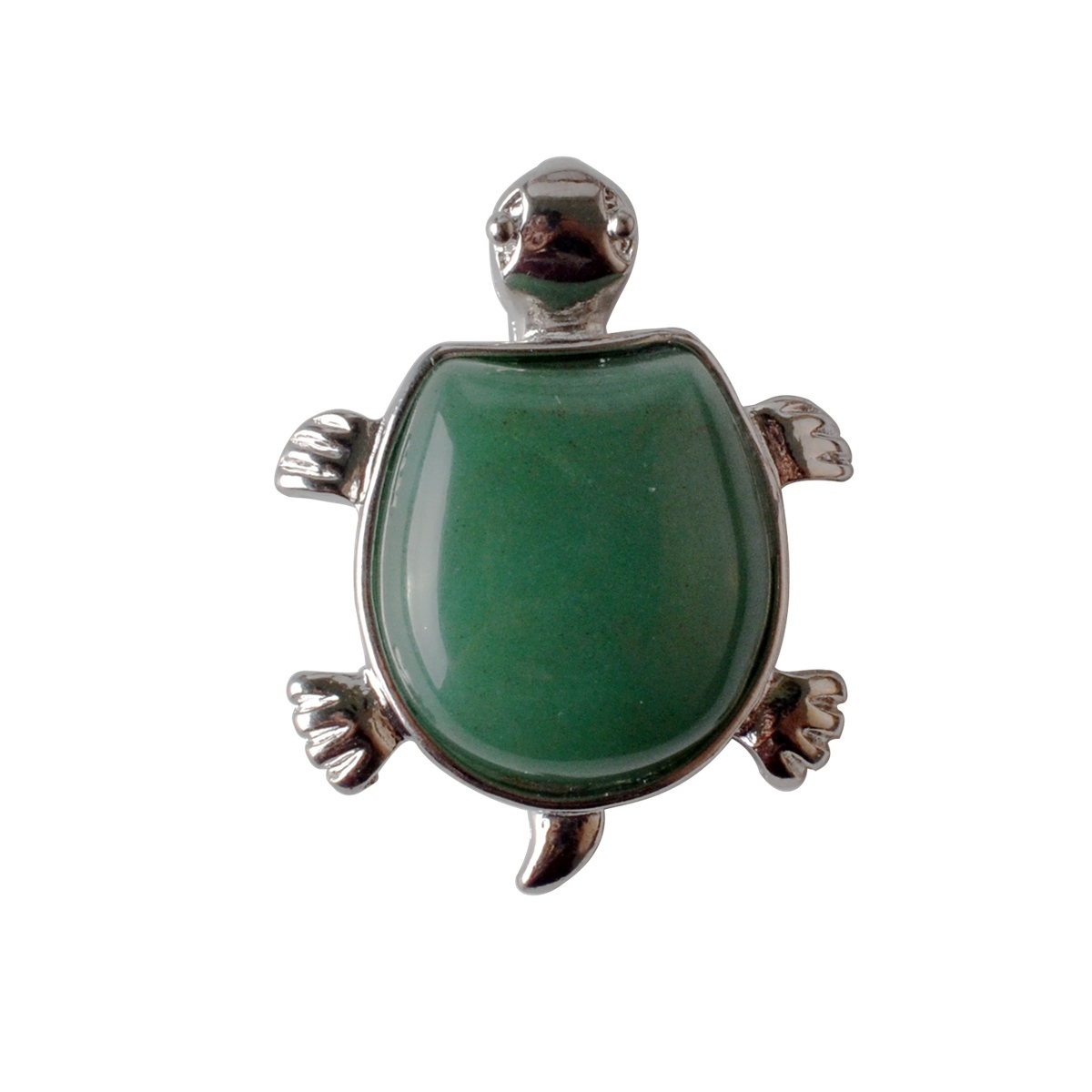 Silver Tortoise Gemstone Pendant