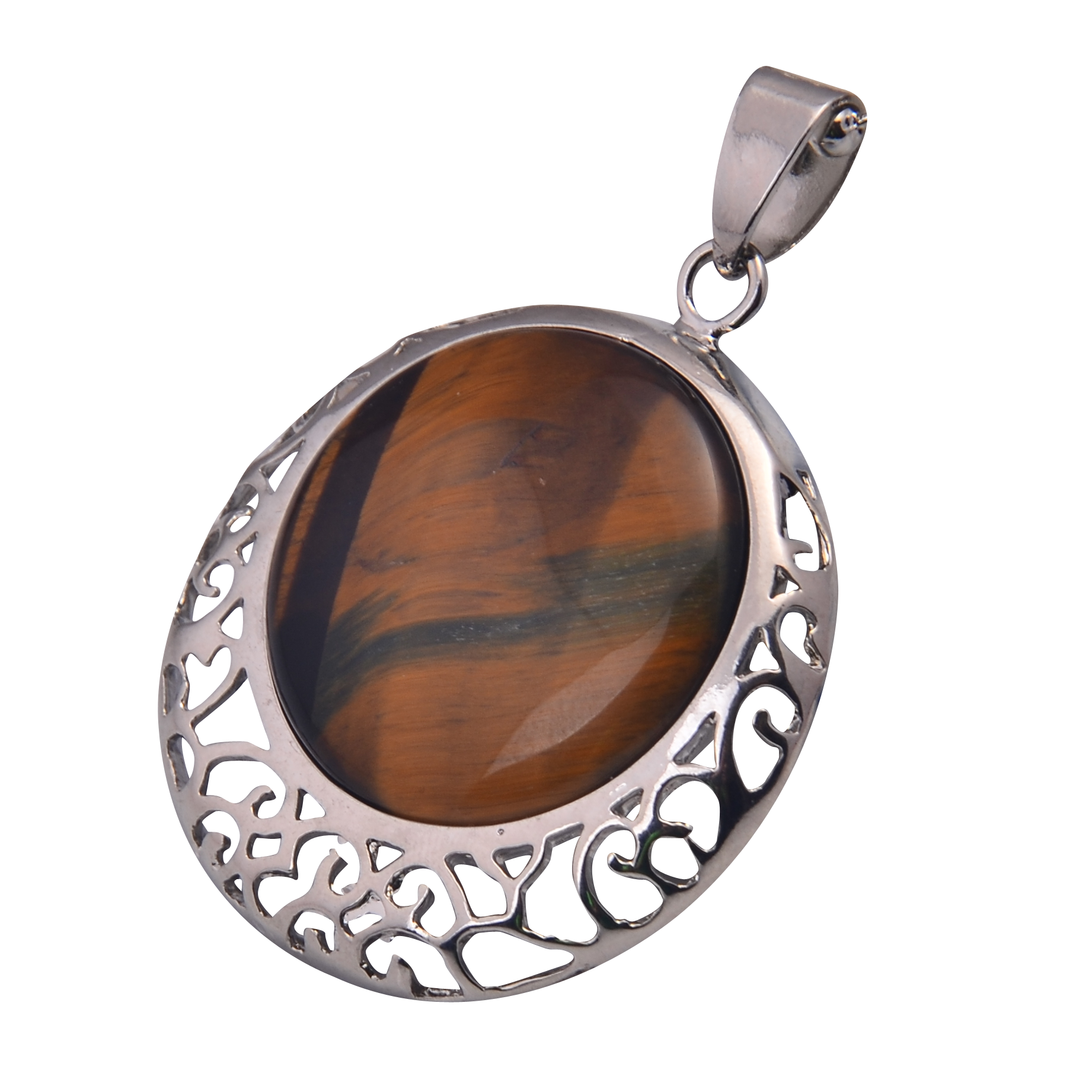 Silver Coin Gemstone Pendant