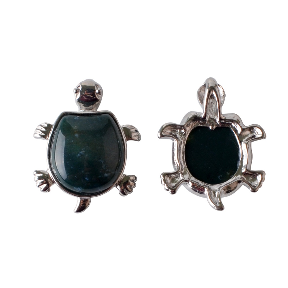 Silver Tortoise Gemstone Pendant
