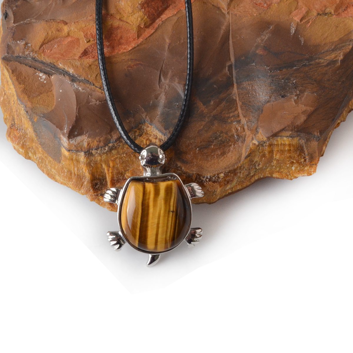 Silver Tortoise Gemstone Pendant