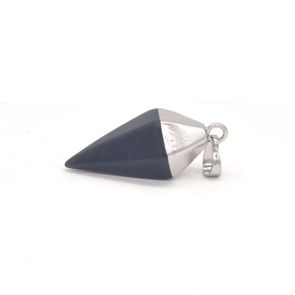 Silver Hexahedral Cone Gemstone Pendant