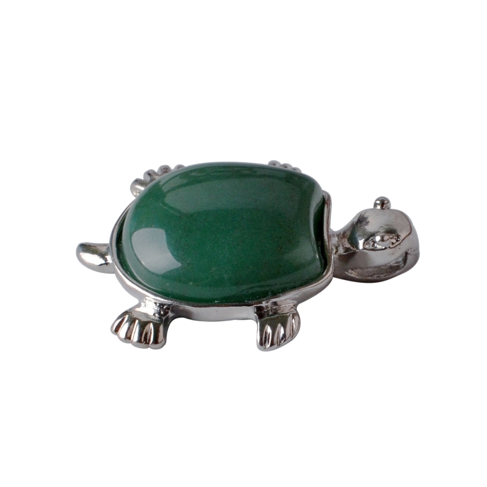 Silver Tortoise Gemstone Pendant