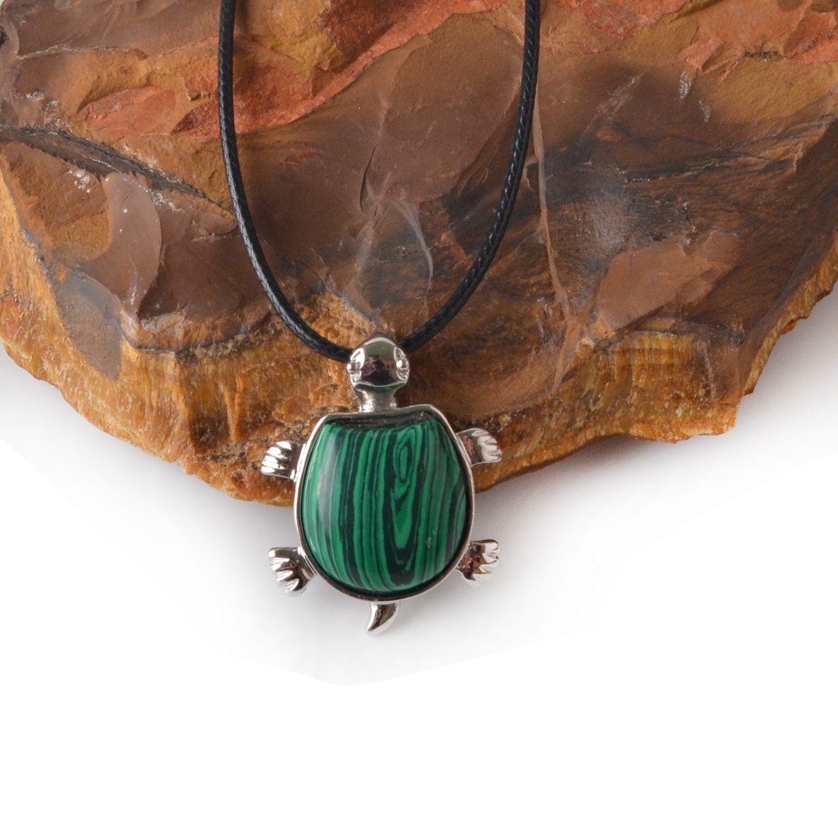 Silver Tortoise Gemstone Pendant
