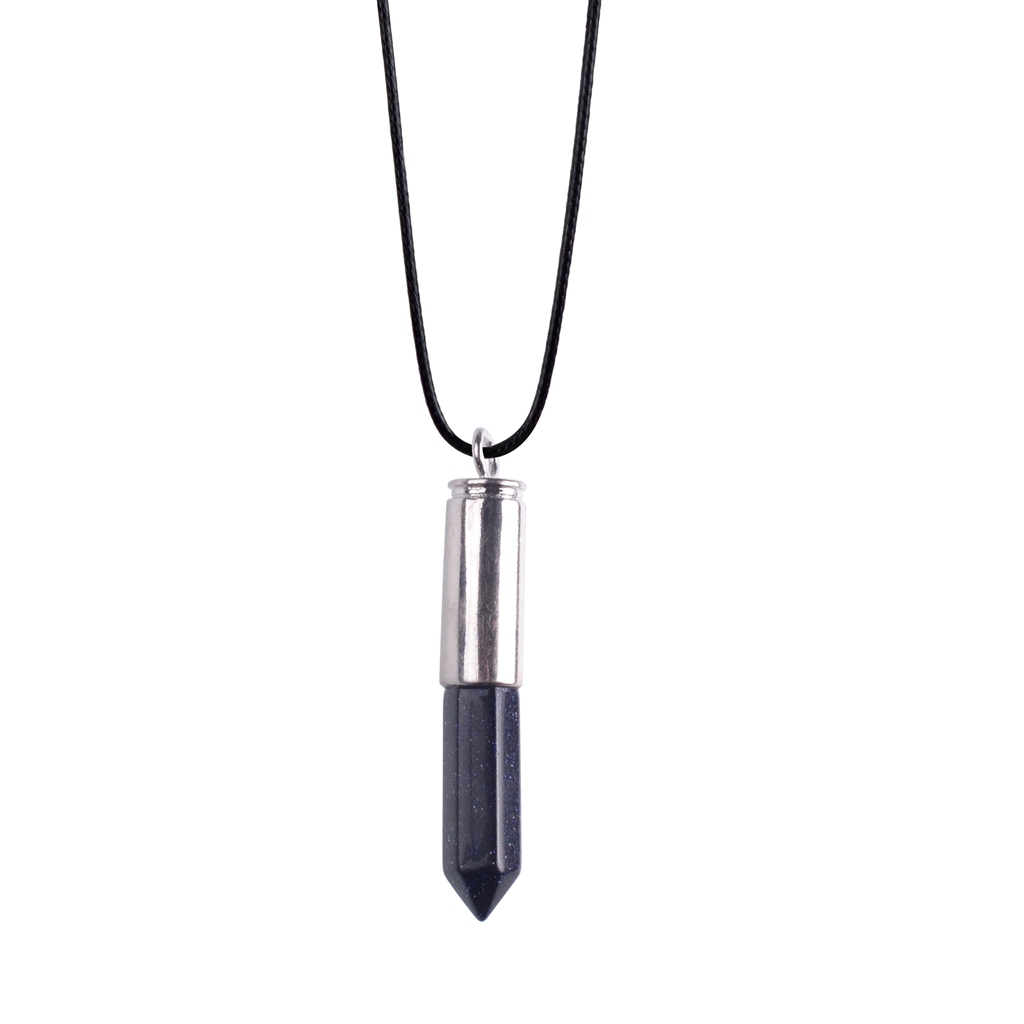 Silver Hexahedral Cylinder Gemstone Pendant