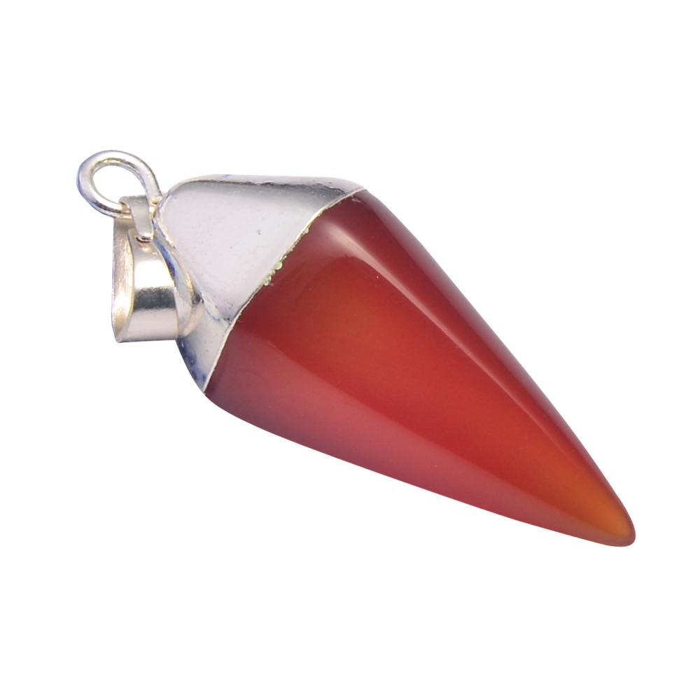 Silver Hexahedral Cone Gemstone Pendant