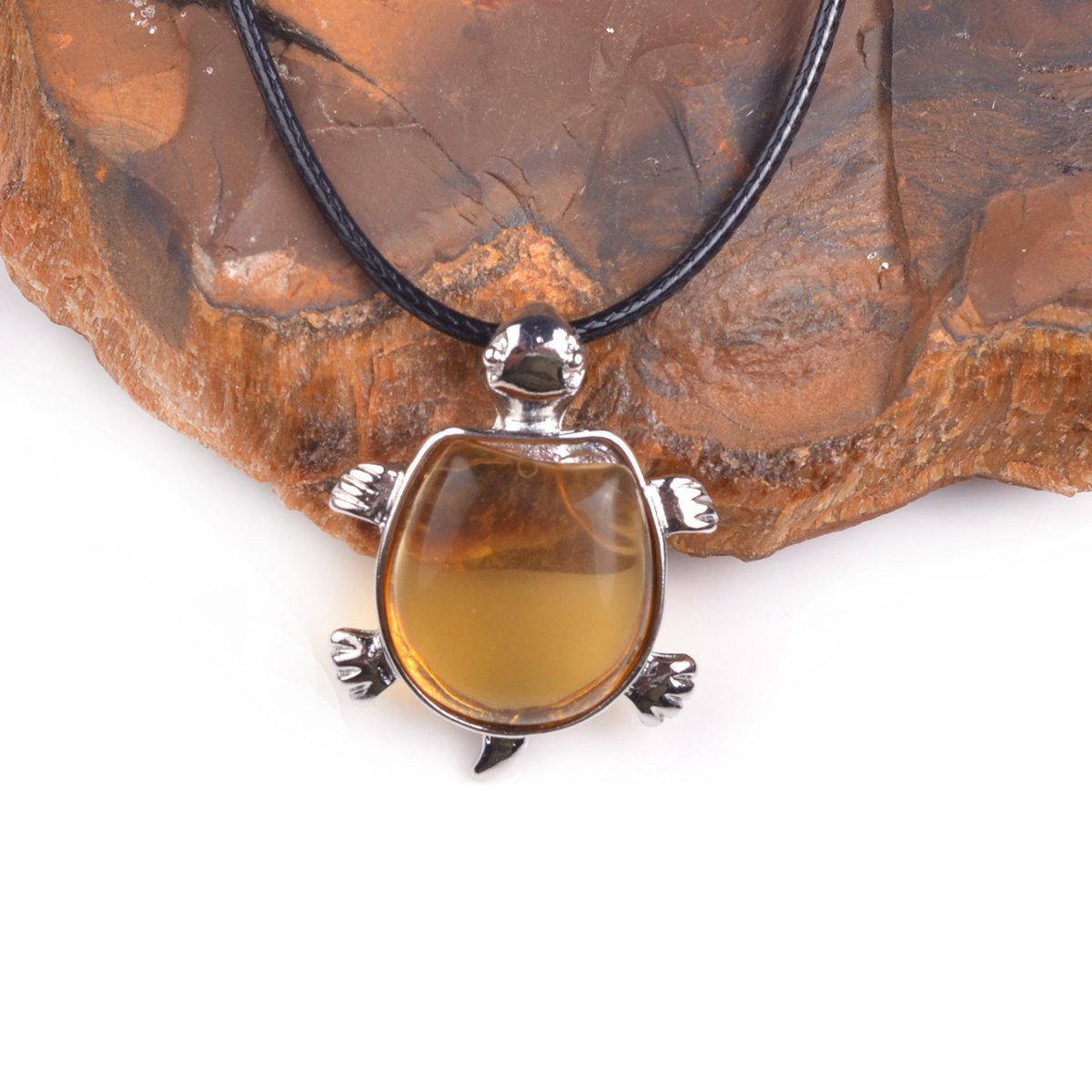 Silver Tortoise Gemstone Pendant