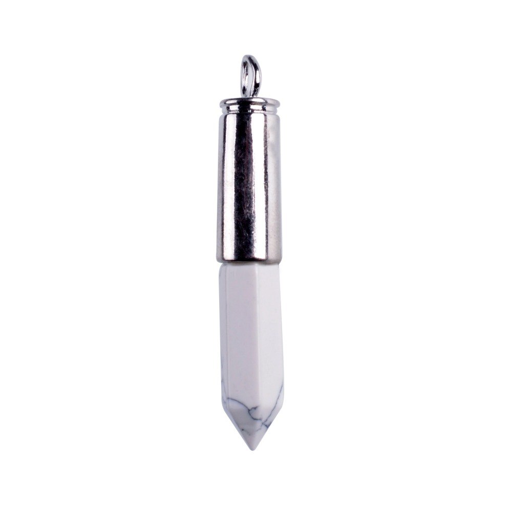 Silver Hexahedral Cylinder Gemstone Pendant