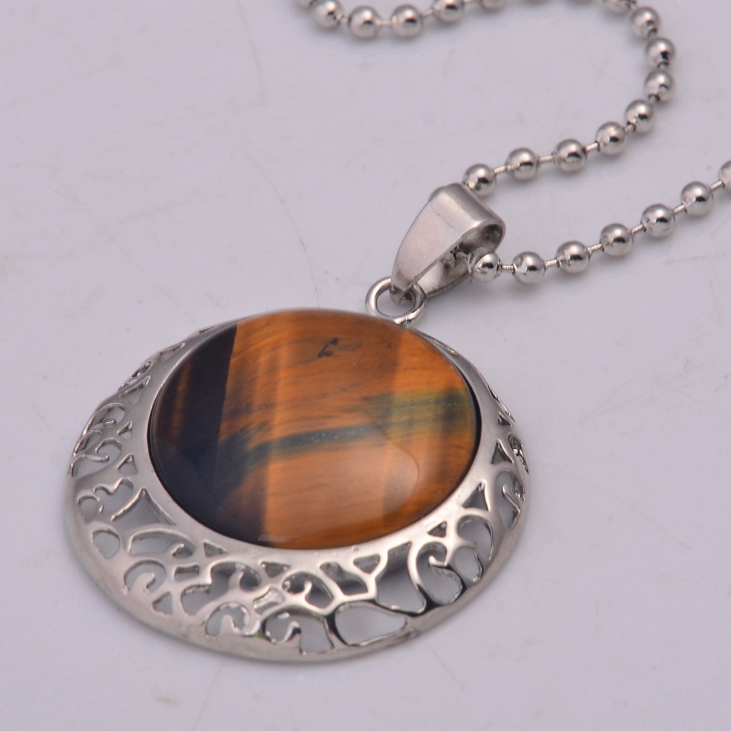 Silver Coin Gemstone Pendant