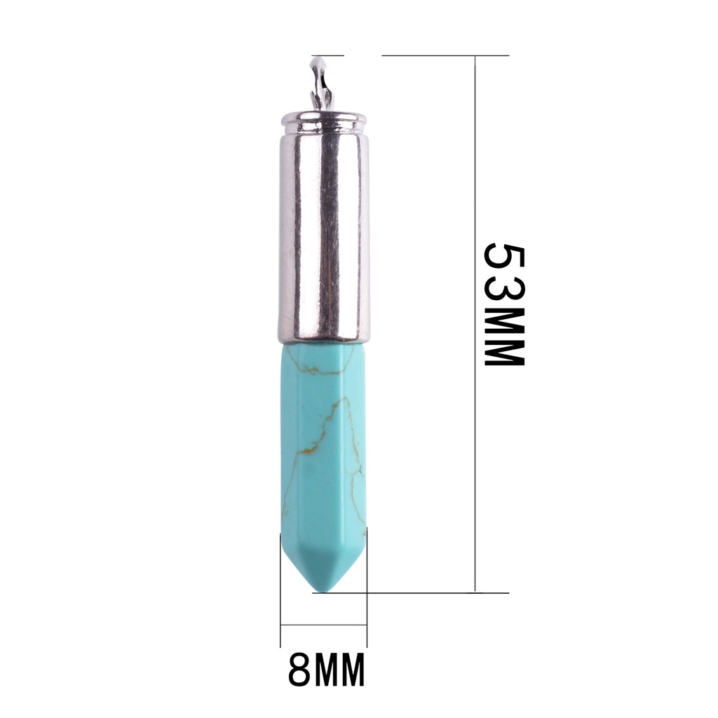 Silver Hexahedral Cylinder Gemstone Pendant