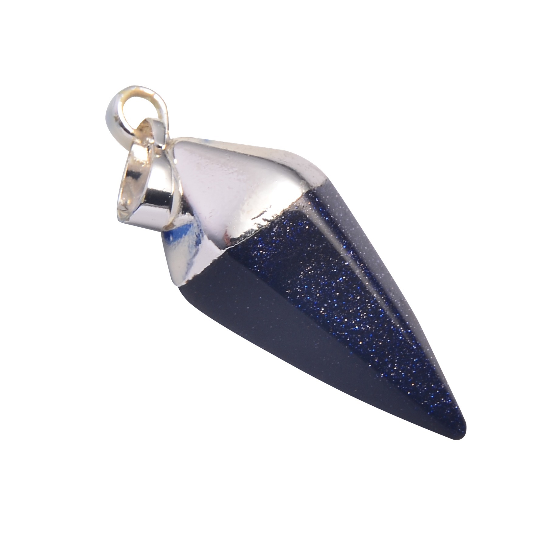 Silver Hexahedral Cone Gemstone Pendant