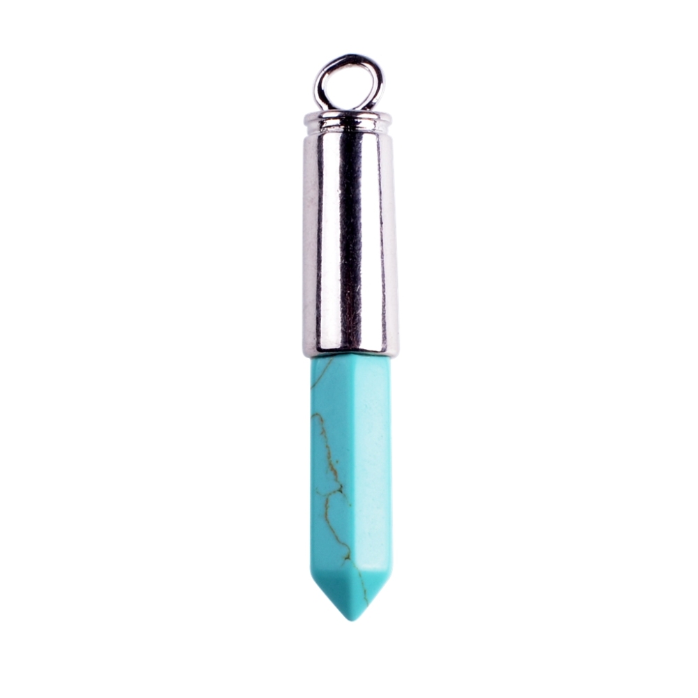 Silver Hexahedral Cylinder Gemstone Pendant