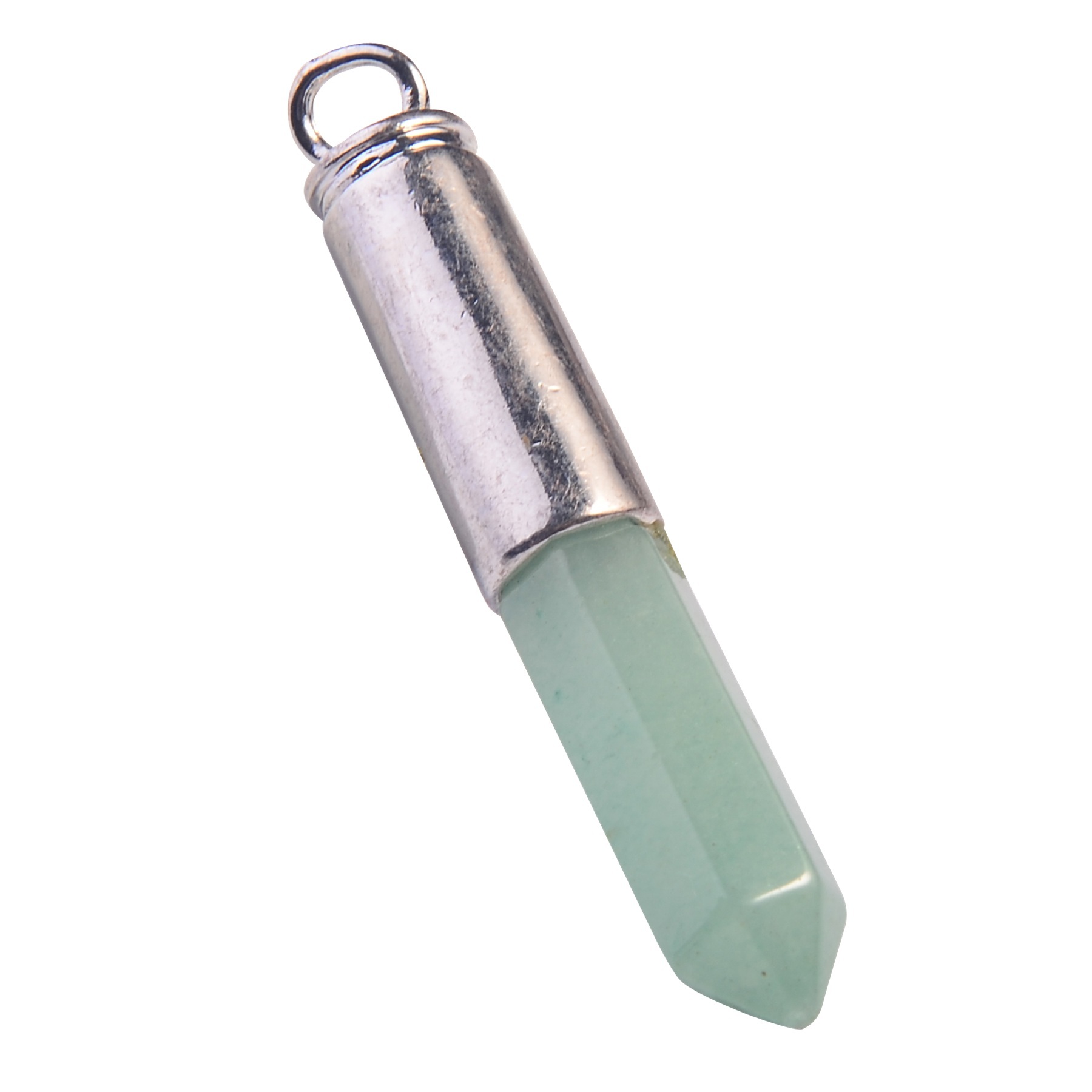 Silver Hexahedral Cylinder Gemstone Pendant