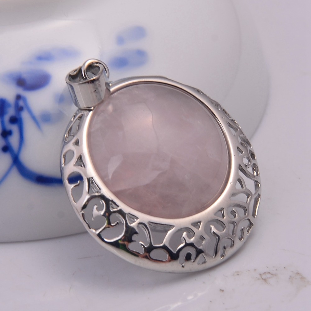 Silver Coin Gemstone Pendant