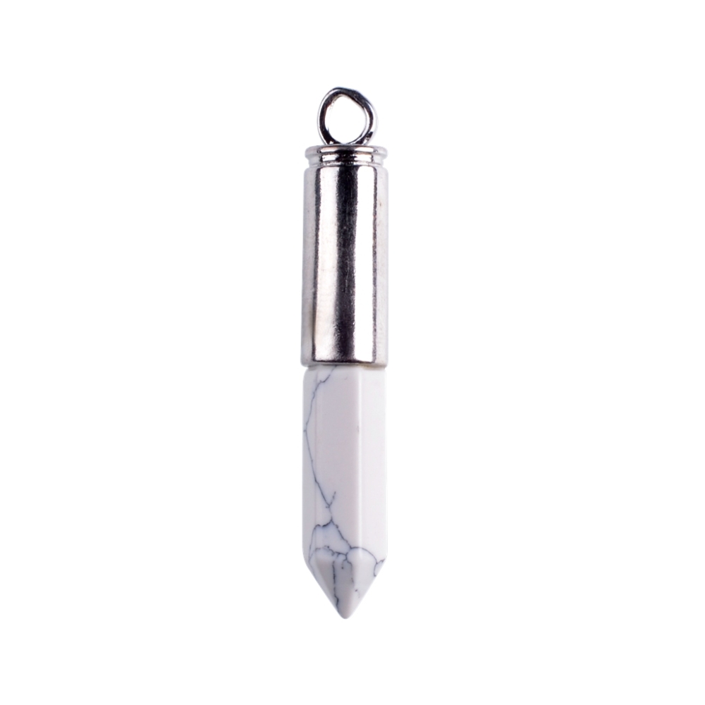 Silver Hexahedral Cylinder Gemstone Pendant