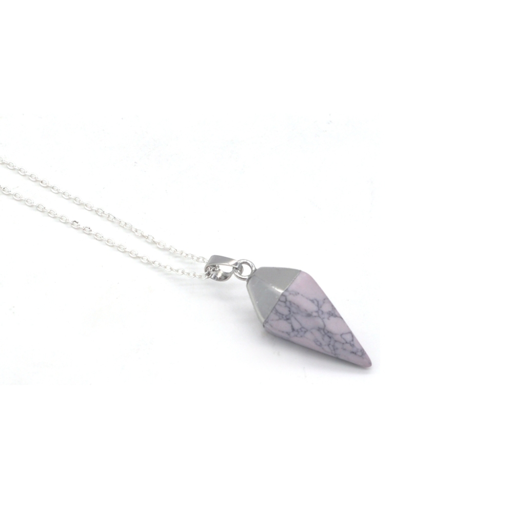 Silver Hexahedral Cone Gemstone Pendant