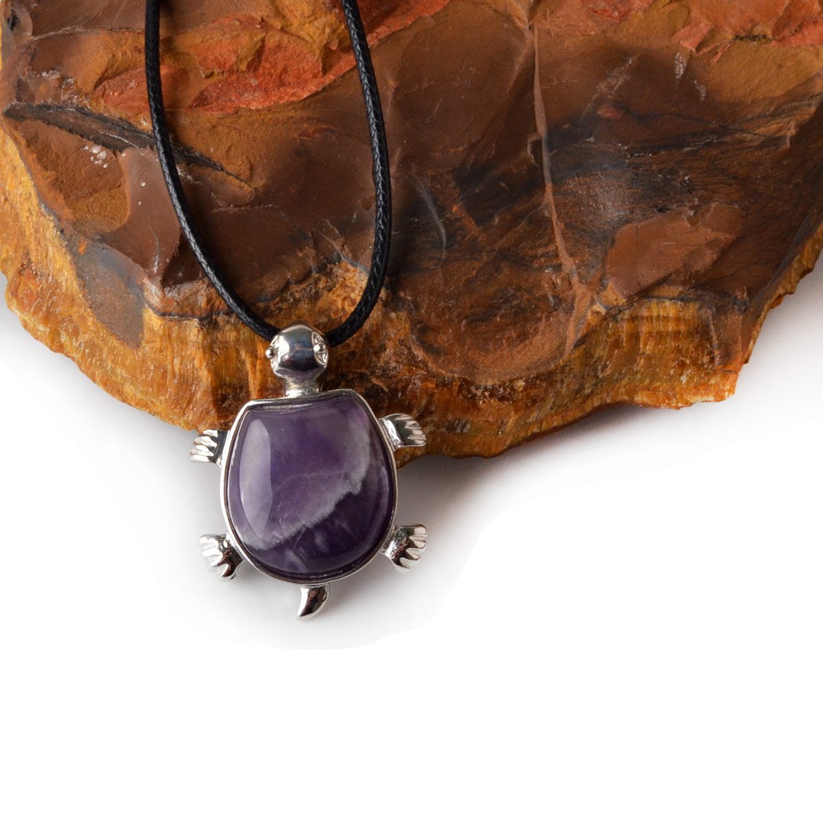 Silver Tortoise Gemstone Pendant