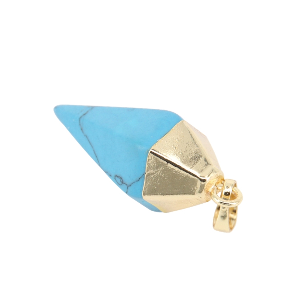 Silver Hexahedral Cone Gemstone Pendant