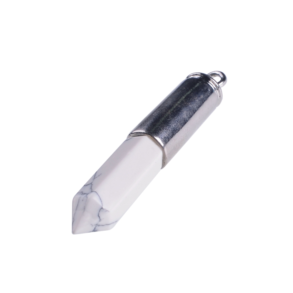 Silver Hexahedral Cylinder Gemstone Pendant