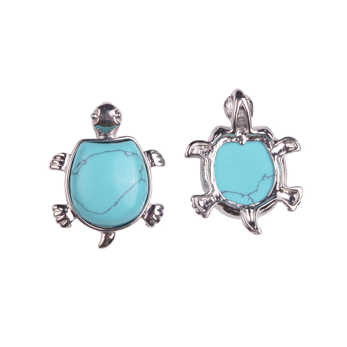 Silver Tortoise Gemstone Pendant