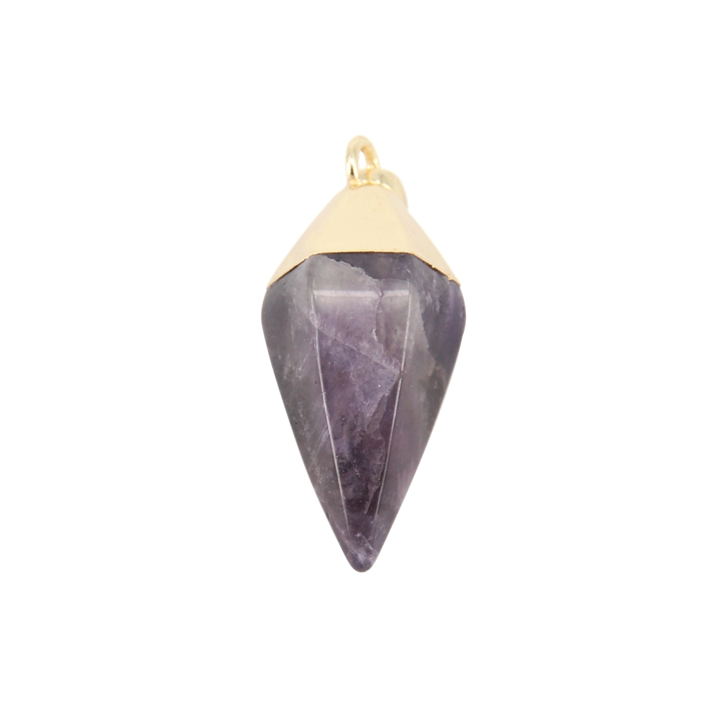 Silver Hexahedral Cone Gemstone Pendant