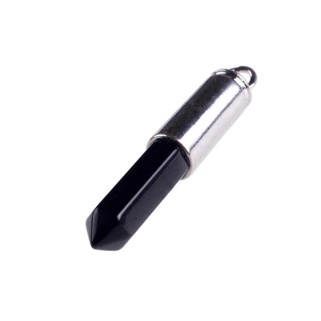 Silver Hexahedral Cylinder Gemstone Pendant