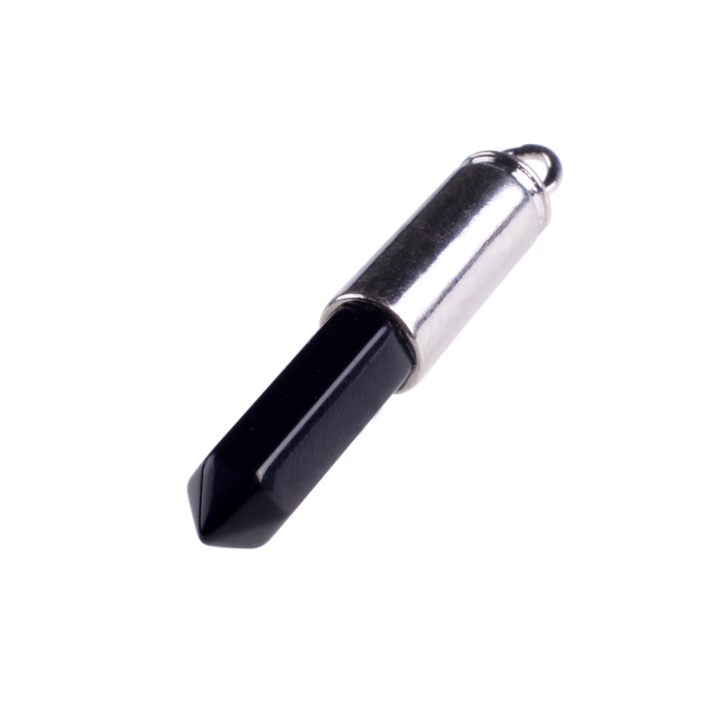 Silver Hexahedral Cylinder Gemstone Pendant