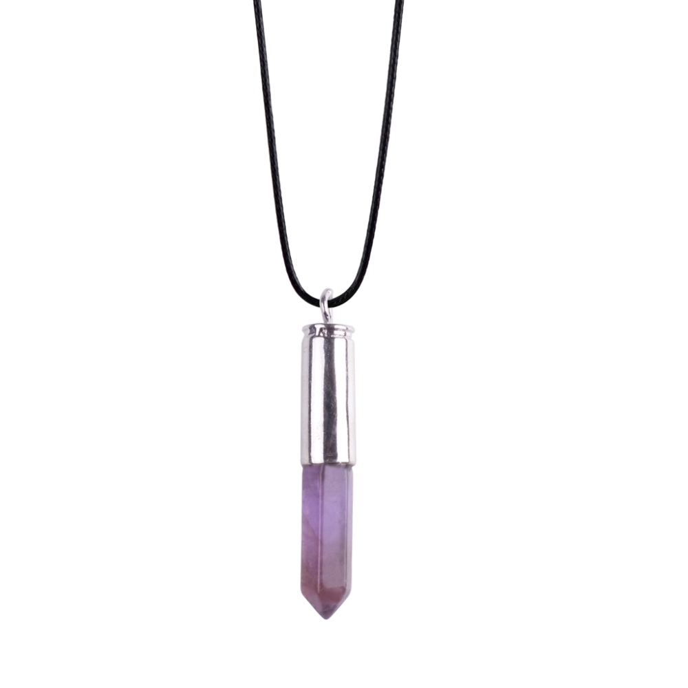 Silver Hexahedral Cylinder Gemstone Pendant