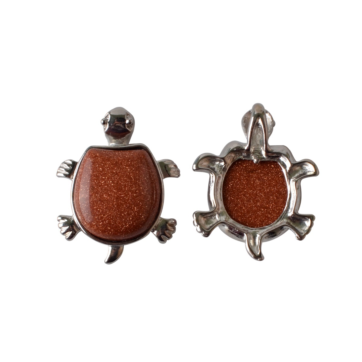 Silver Tortoise Gemstone Pendant