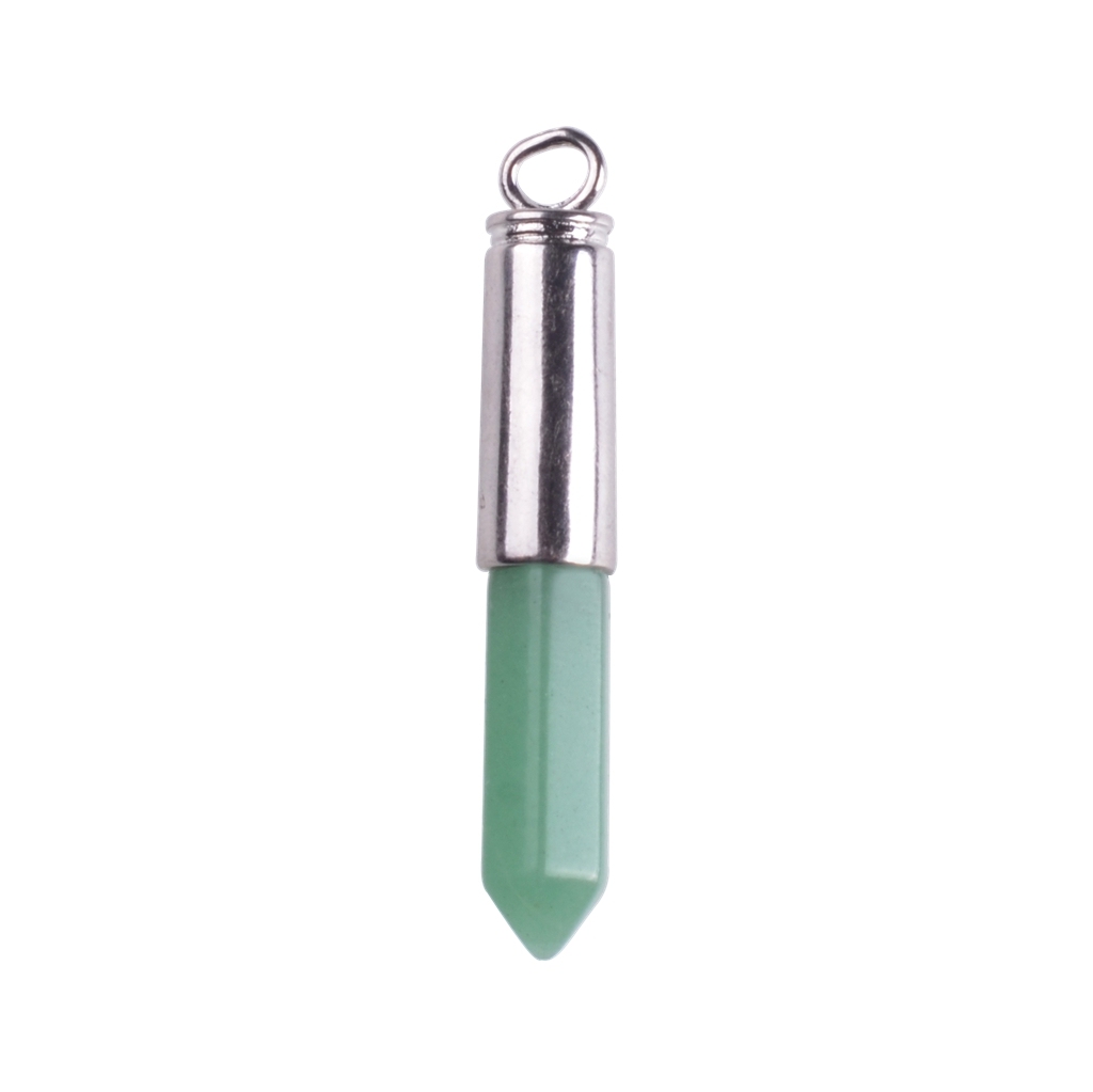 Silver Hexahedral Cylinder Gemstone Pendant