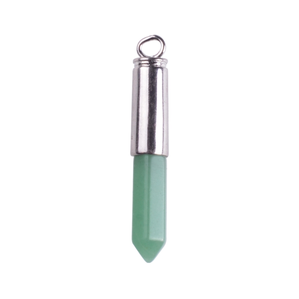 Silver Hexahedral Cylinder Gemstone Pendant