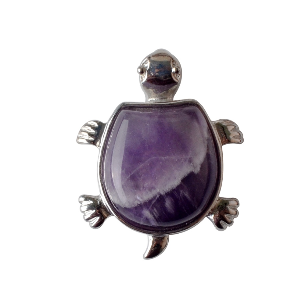 Silver Tortoise Gemstone Pendant