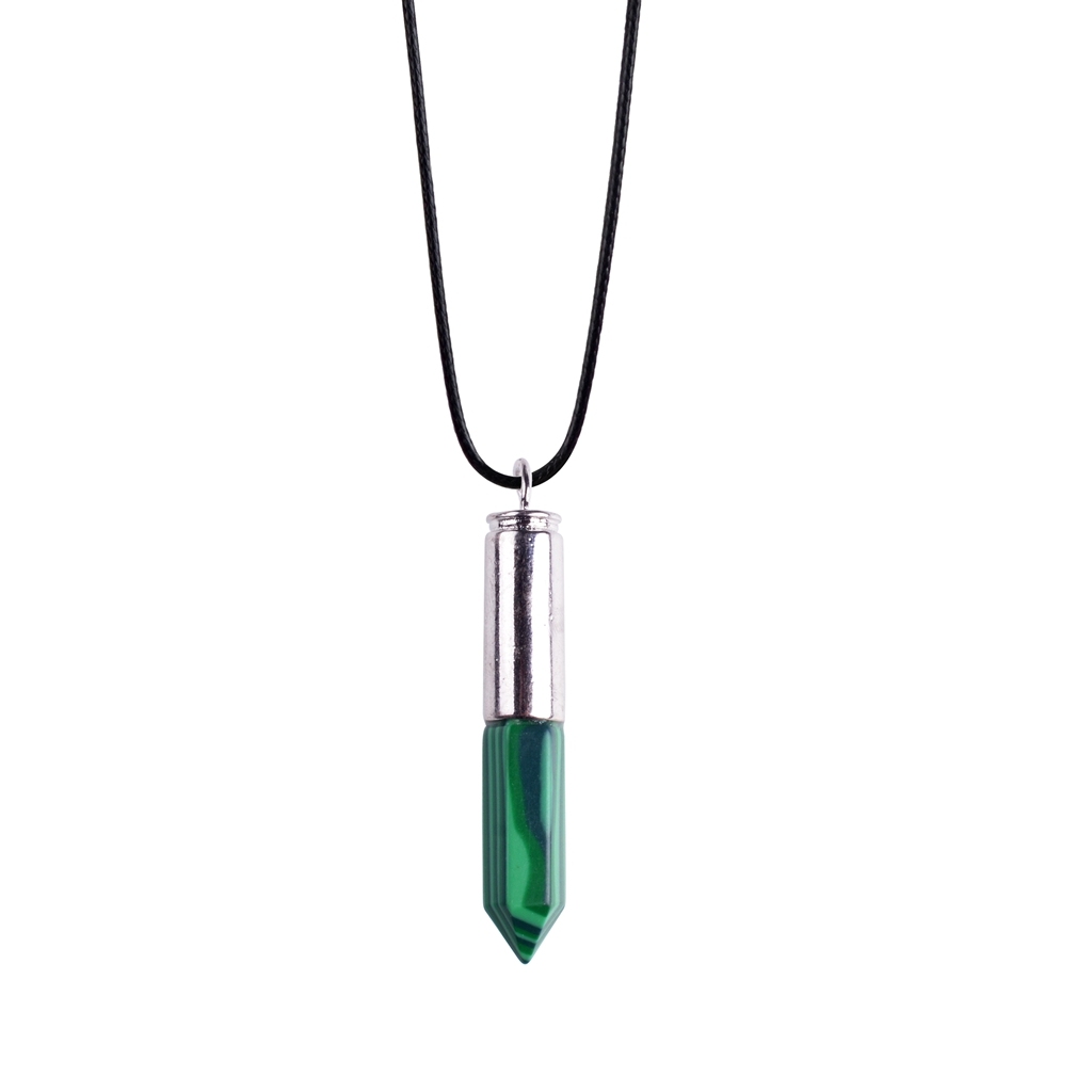 Silver Hexahedral Cylinder Gemstone Pendant