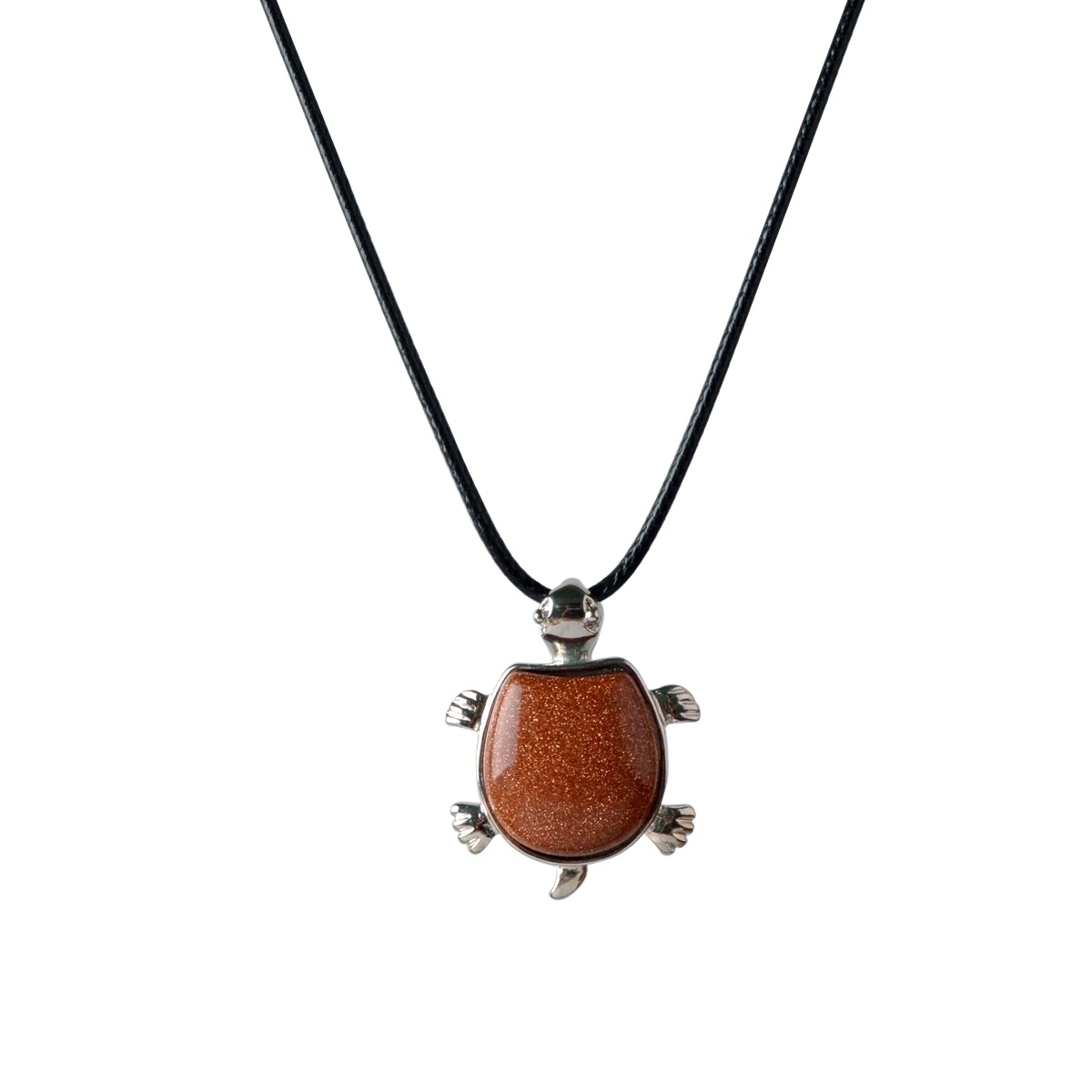 Silver Tortoise Gemstone Pendant
