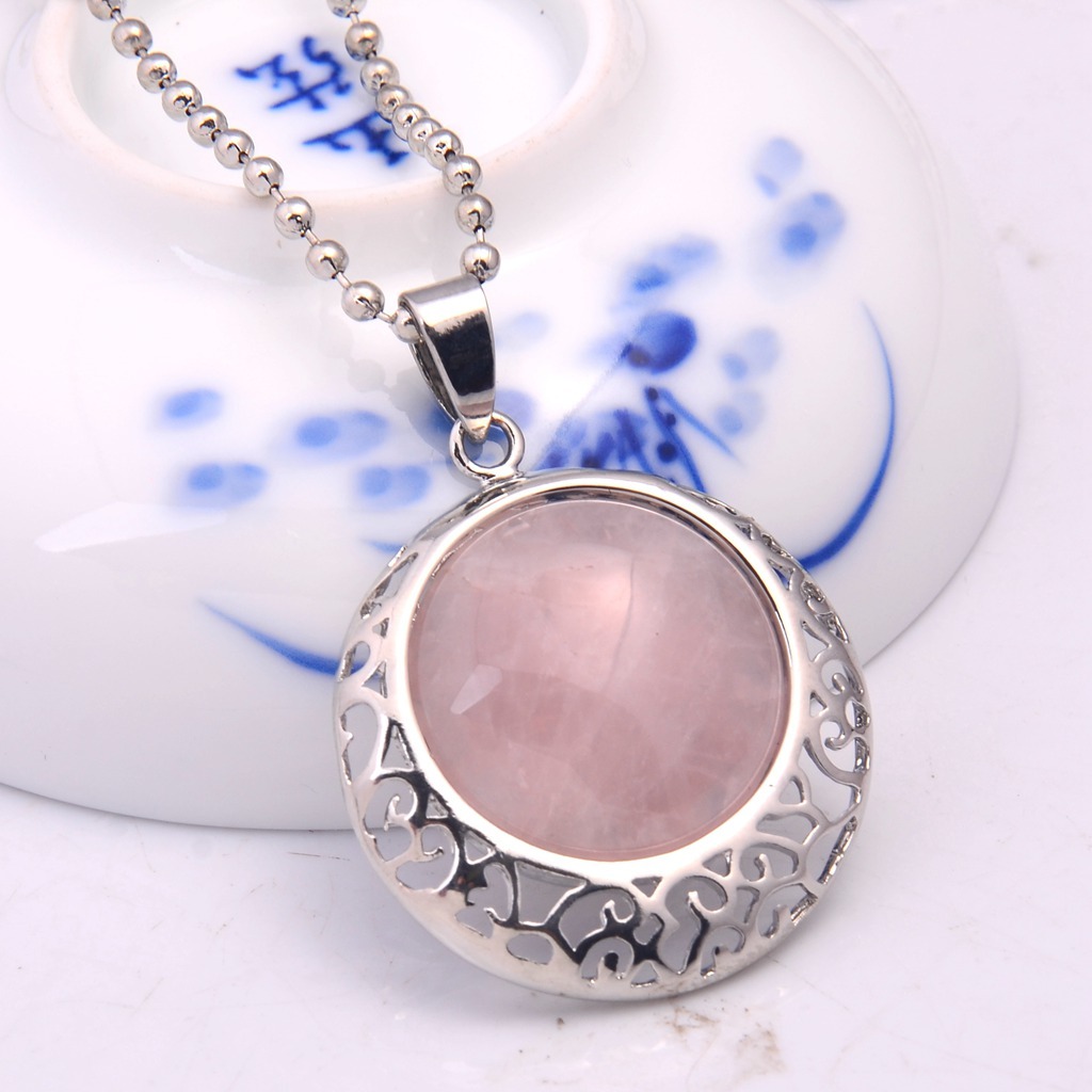 Silver Coin Gemstone Pendant
