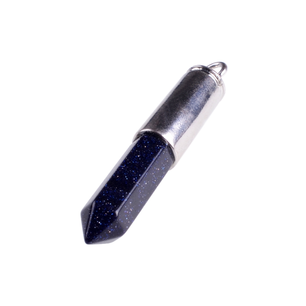 Silver Hexahedral Cylinder Gemstone Pendant