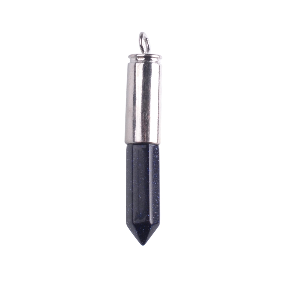 Silver Hexahedral Cylinder Gemstone Pendant