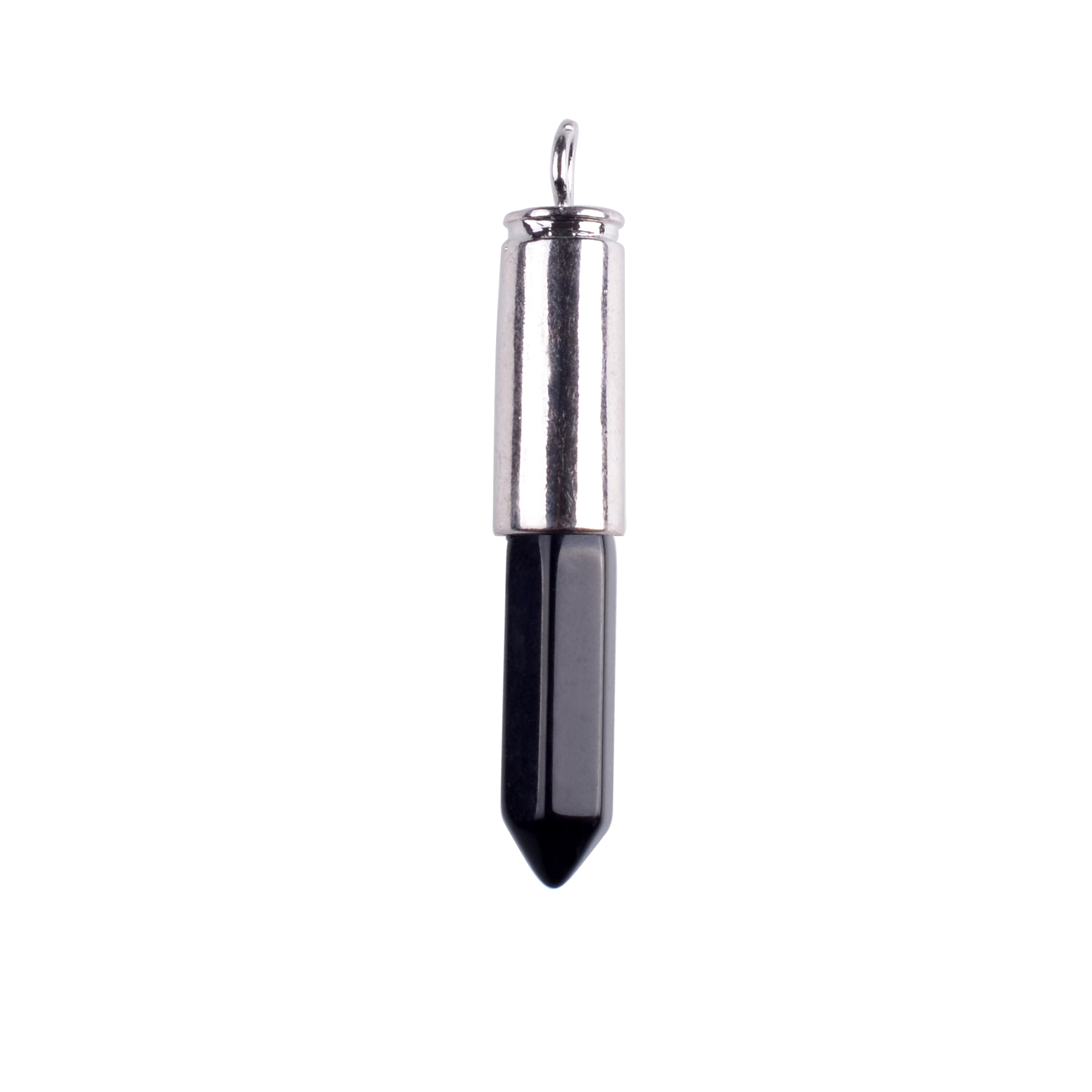 Silver Hexahedral Cylinder Gemstone Pendant