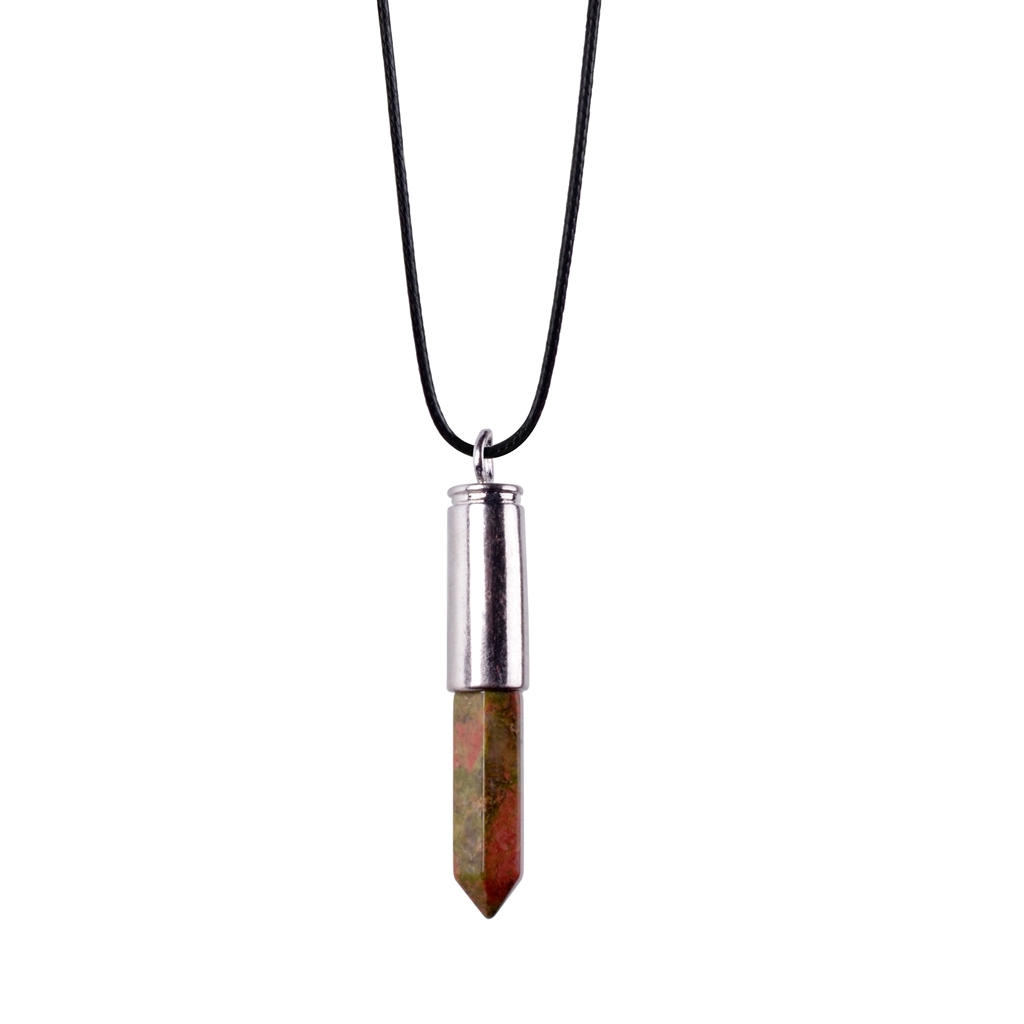 Silver Hexahedral Cylinder Gemstone Pendant