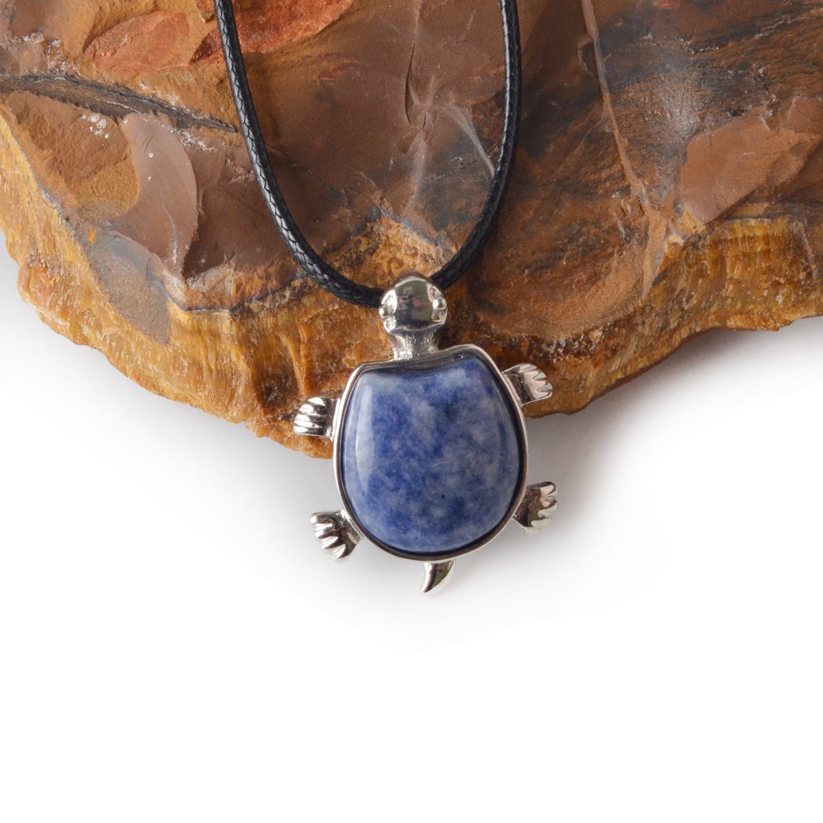 Silver Tortoise Gemstone Pendant