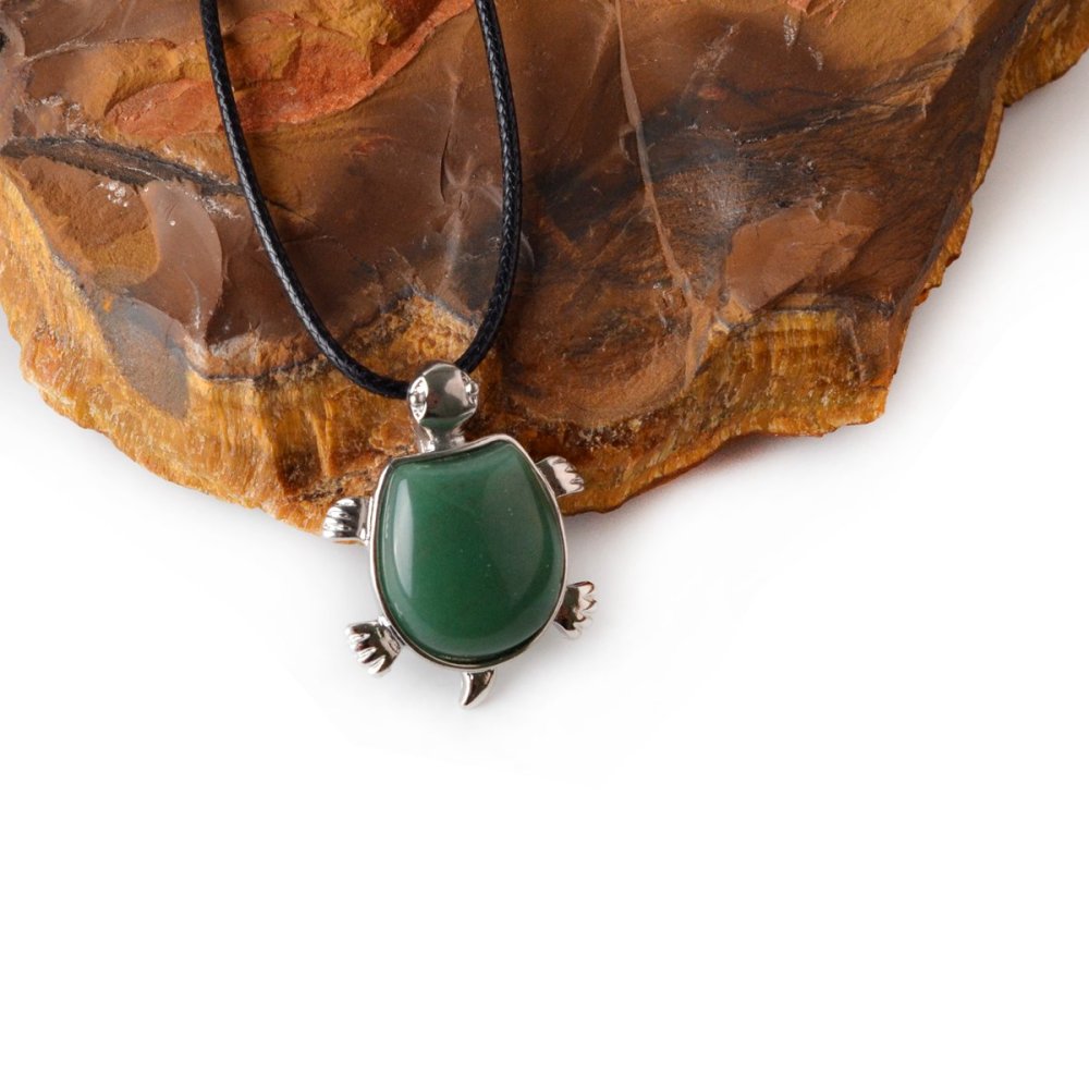 Silver Tortoise Gemstone Pendant