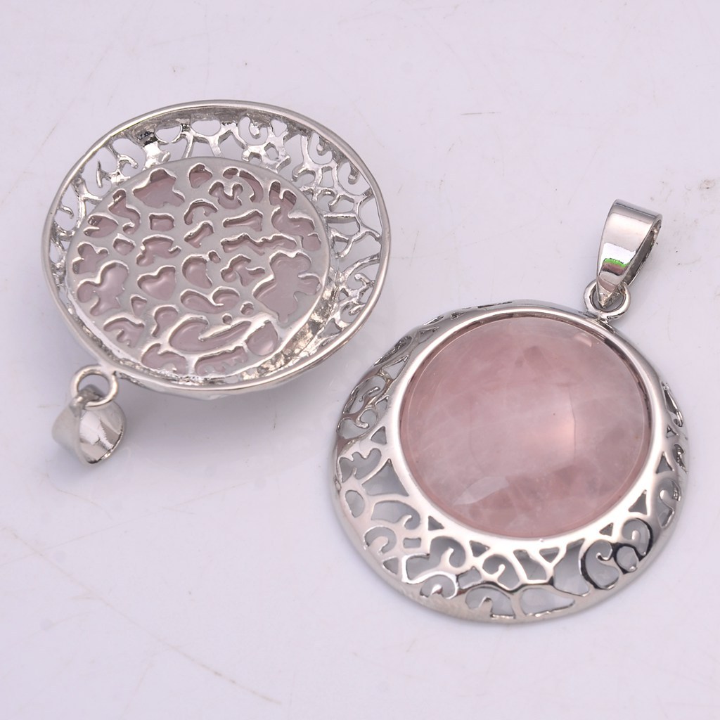 Silver Coin Gemstone Pendant