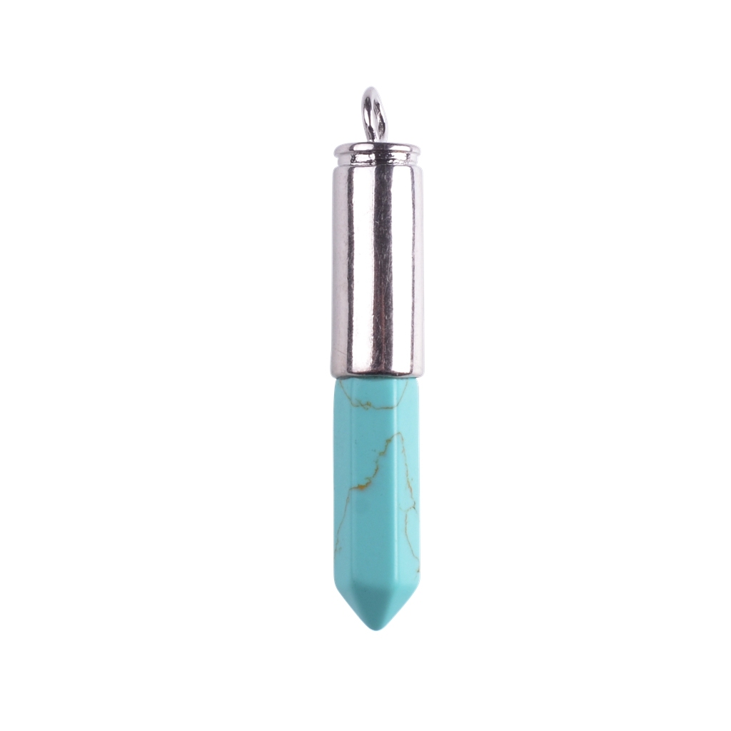 Silver Hexahedral Cylinder Gemstone Pendant