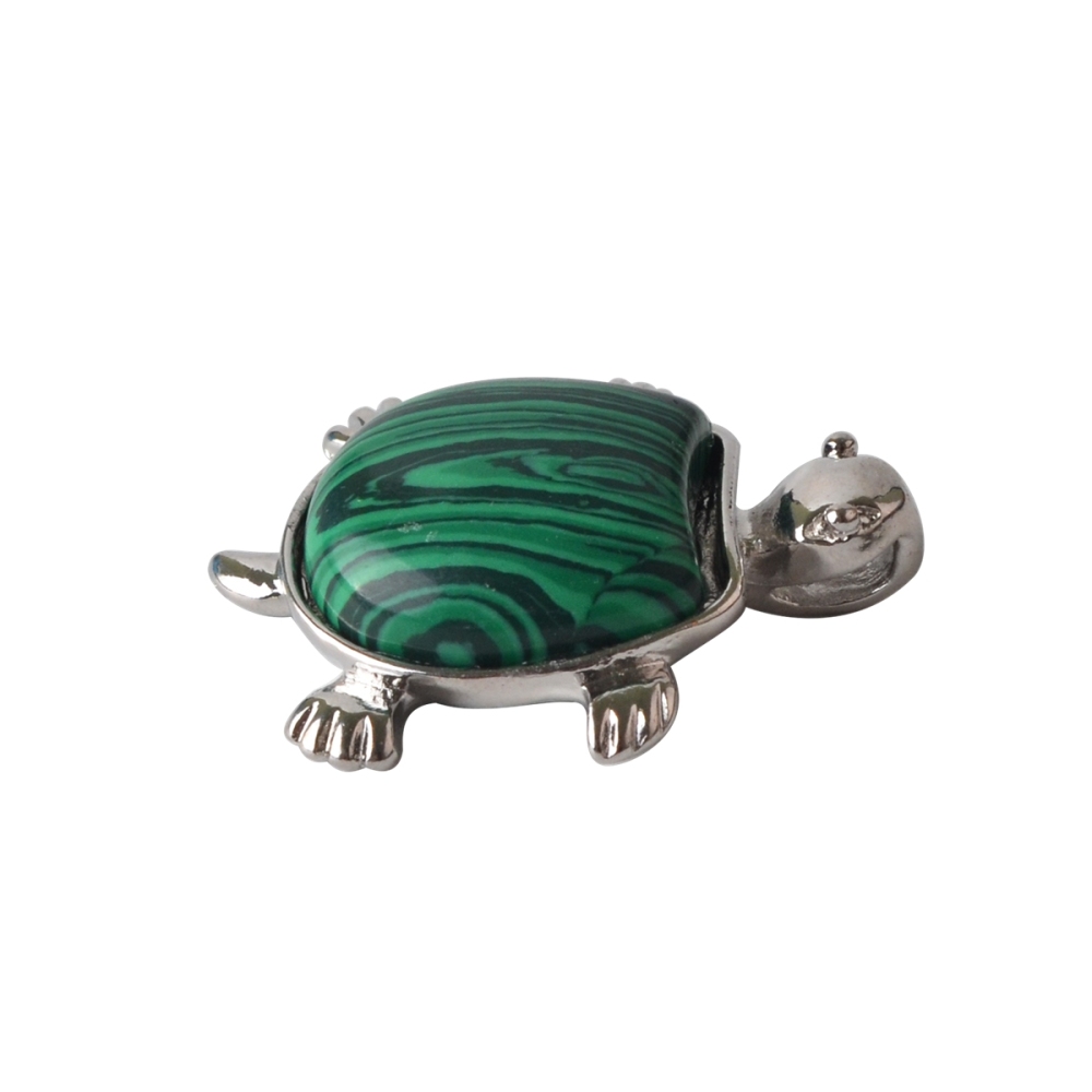 Silver Tortoise Gemstone Pendant