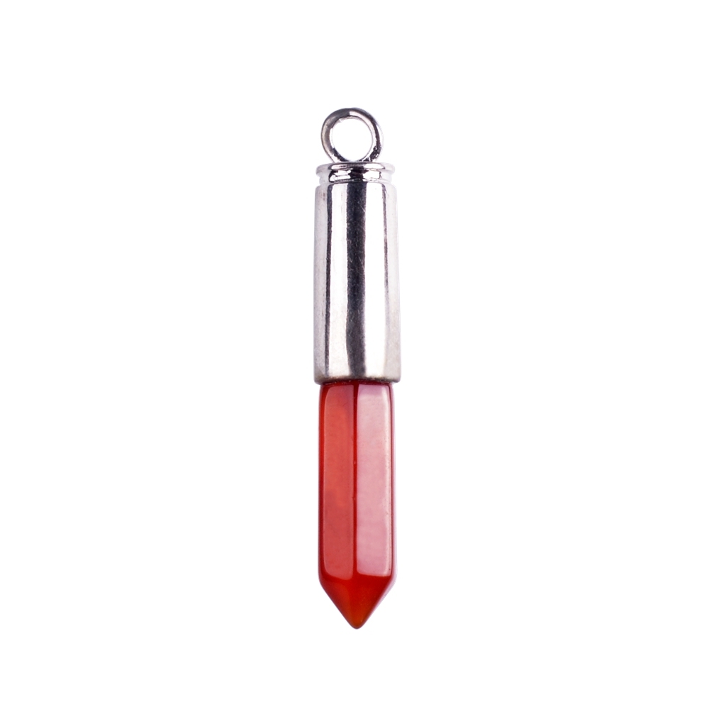 Silver Hexahedral Cylinder Gemstone Pendant