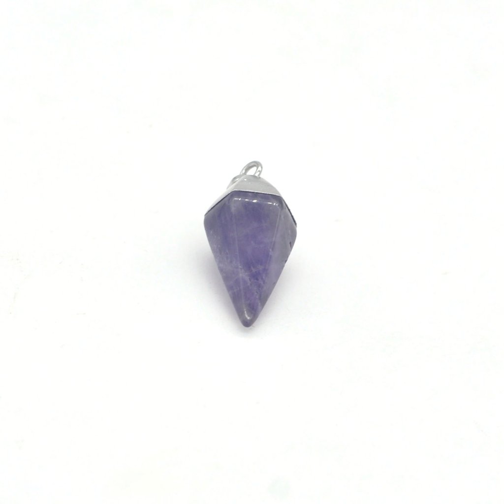 Silver Hexahedral Cone Gemstone Pendant