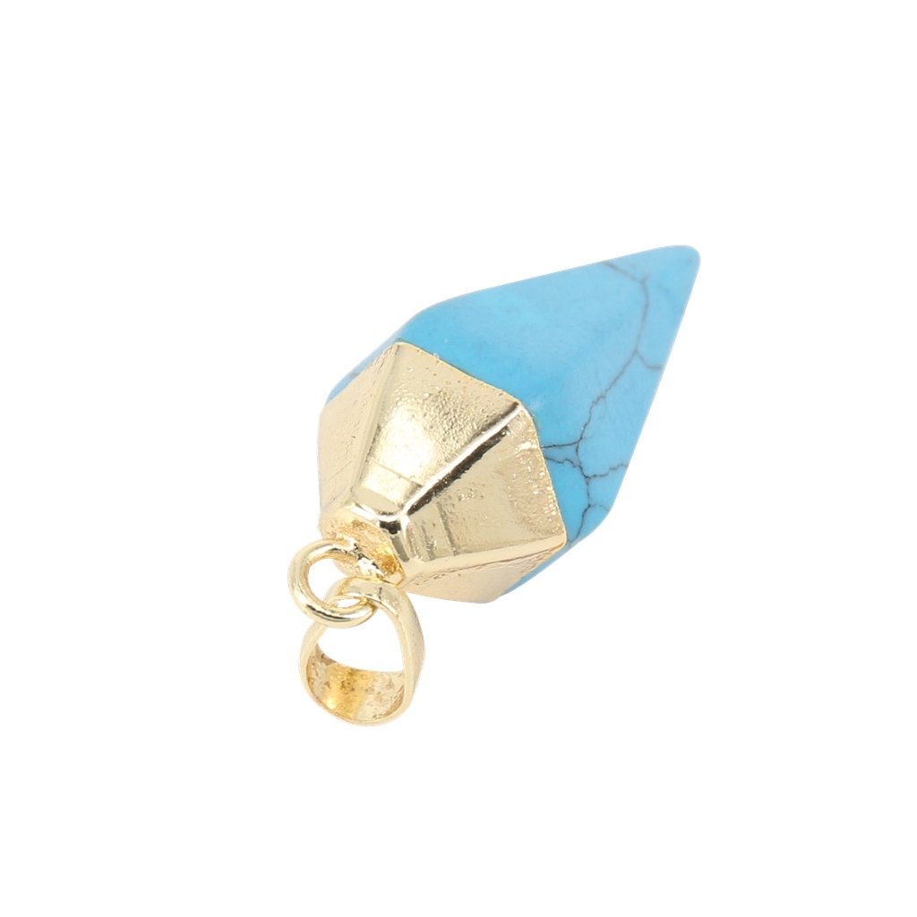 Silver Hexahedral Cone Gemstone Pendant