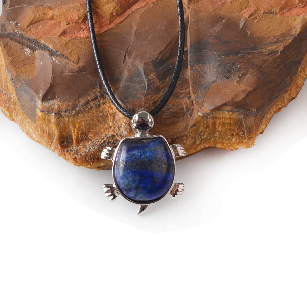 Silver Tortoise Gemstone Pendant