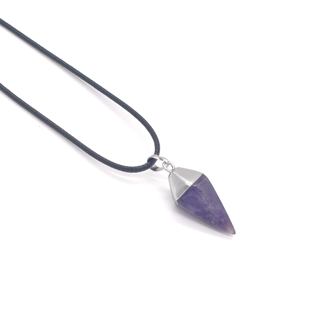 Silver Hexahedral Cone Gemstone Pendant
