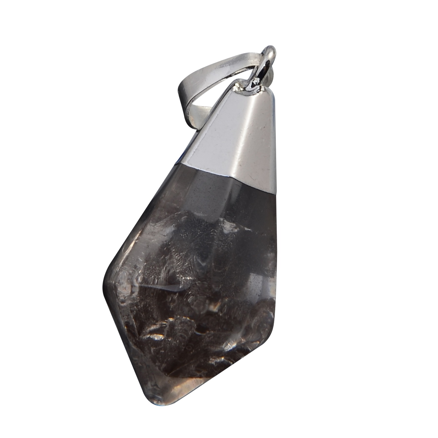 Silver Hexahedral Cone Gemstone Pendant